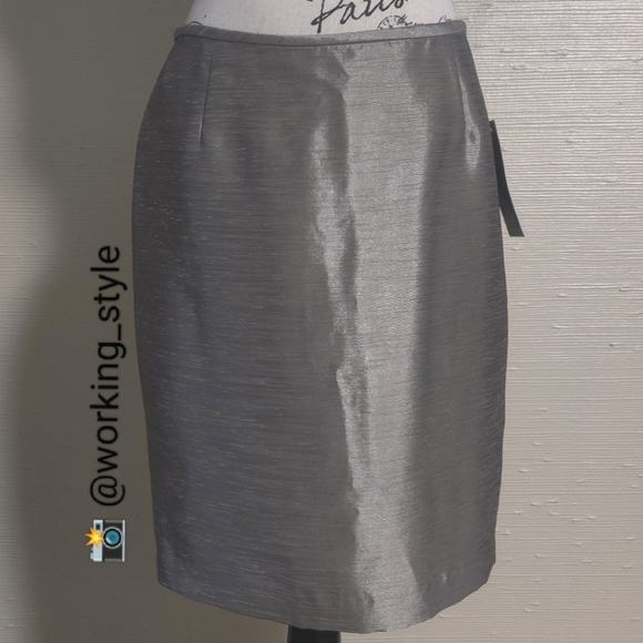 🆕 Nipon Boutique Career Business Casualoffice Titanium Metallic pencil Skirt_4P - Picture 1 of 11